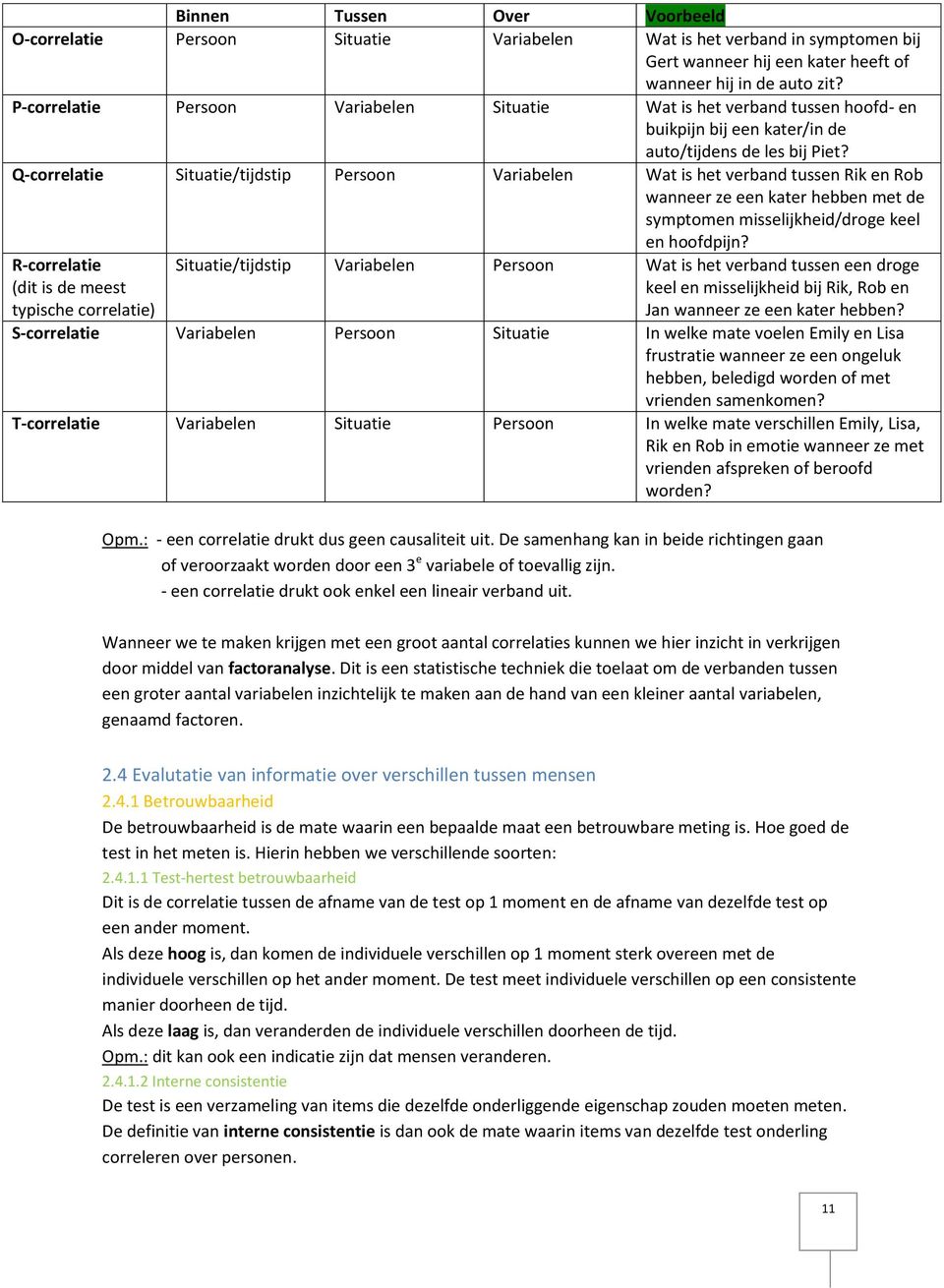 Q-correlatie Situatie/tijdstip Persoon Variabelen Wat is het verband tussen Rik en Rob wanneer ze een kater hebben met de symptomen misselijkheid/droge keel en hoofdpijn?