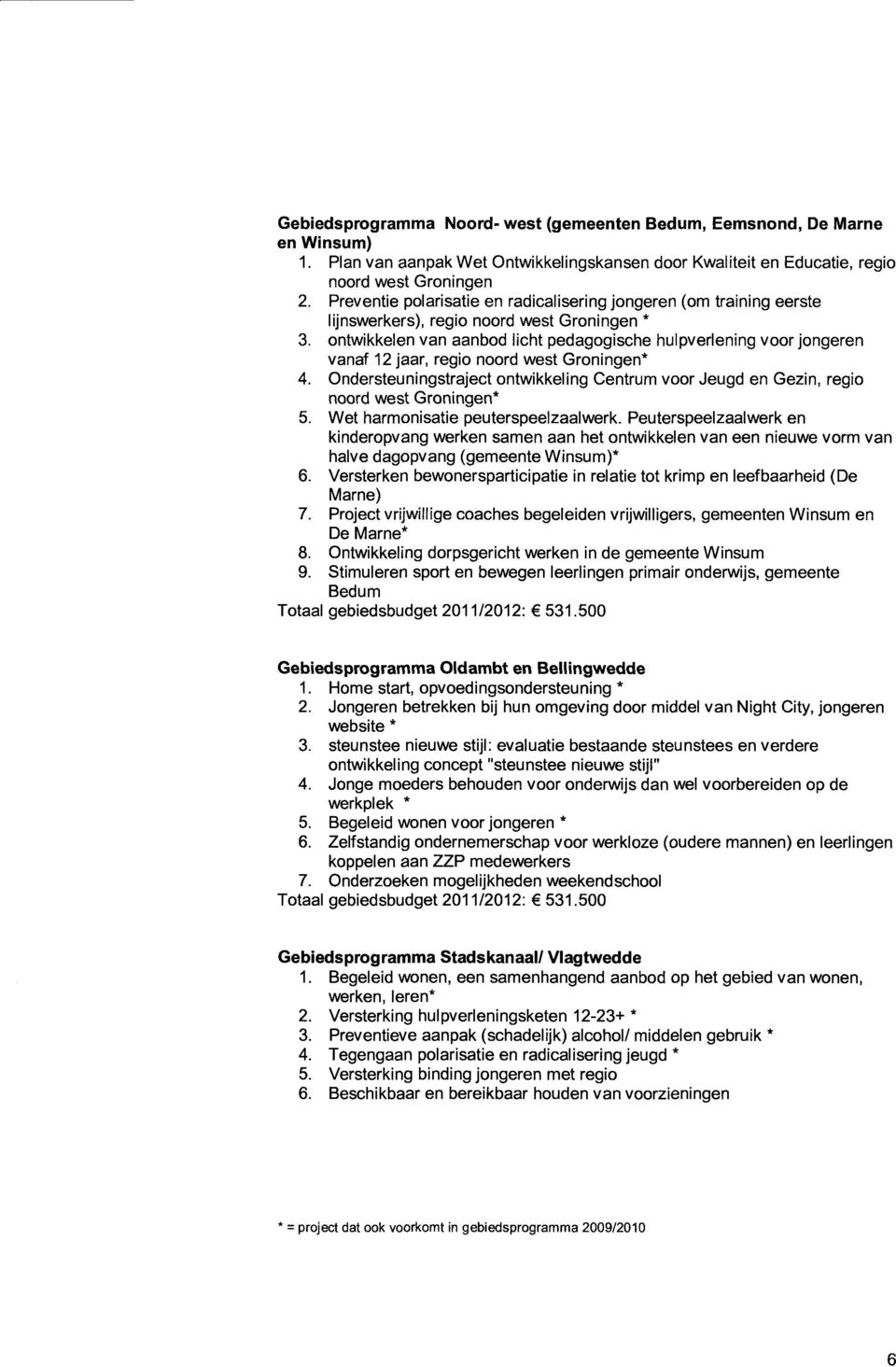 ontwikkelen van aanbod licht pedagogische hulpverlening voor jongeren vanaf 12 jaar, regio noord west Groningen* 4.