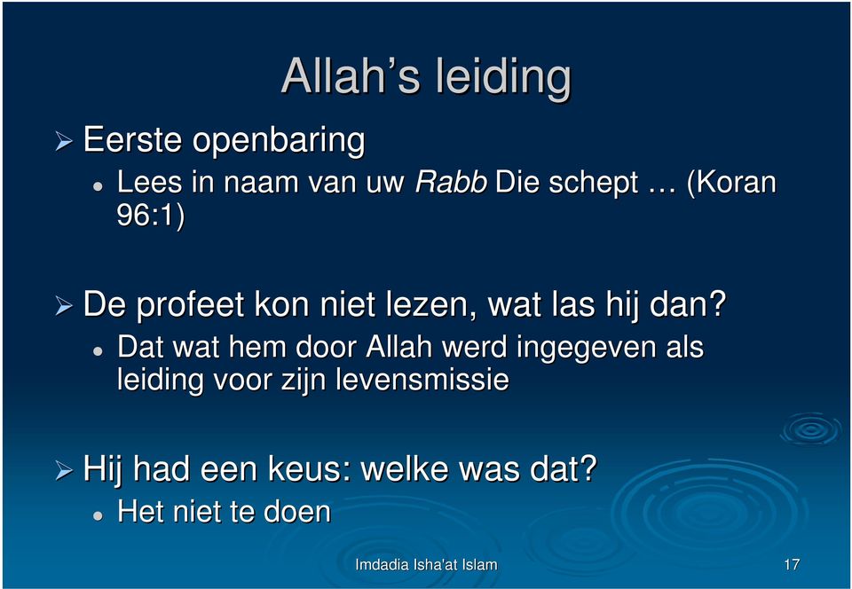 Dat wat hem door Allah werd ingegeven als leiding voor zijn