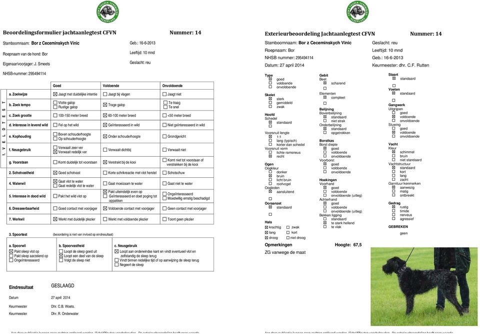 Leeftijd: 10 mnd NHSB nummer: 295494114 Geb.: 16-6-2013 : : dhr. C.F.