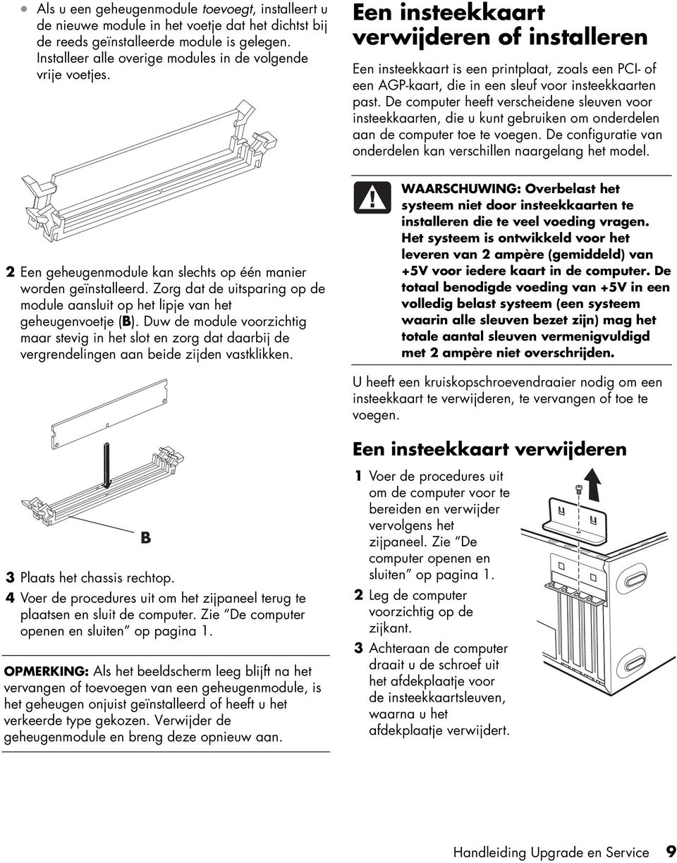 Een insteekkaart verwijderen of installeren Een insteekkaart is een printplaat, zoals een PCI- of een AGP-kaart, die in een sleuf voor insteekkaarten past.