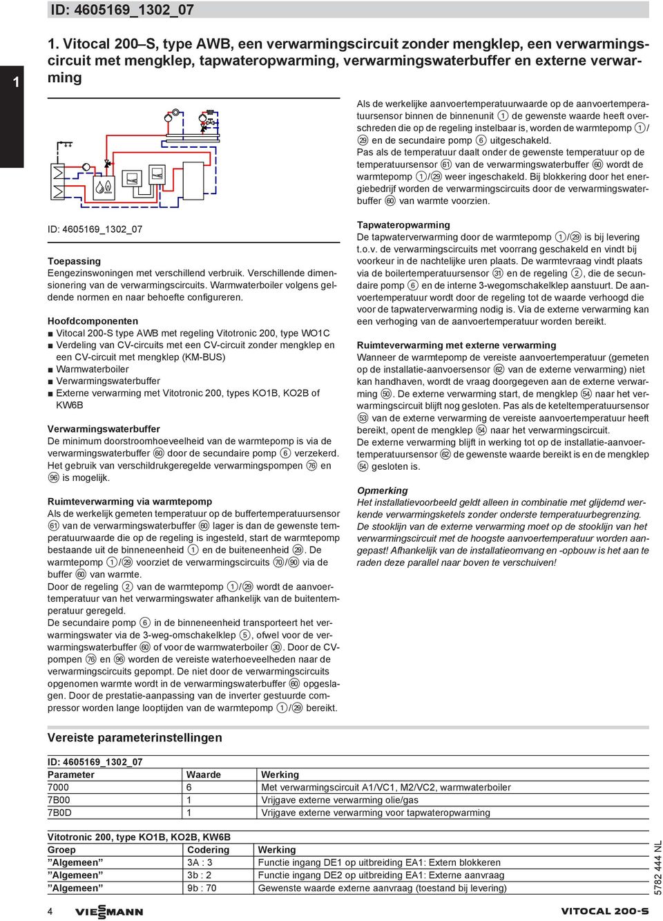 aanvoertemperatuurwaarde op de aanvoertemperatuursensor binnen de binnenunit de gewenste waarde heeft overschreden die op de regeling instelbaar is, worden de warmtepomp / wo en de secundaire pomp 6