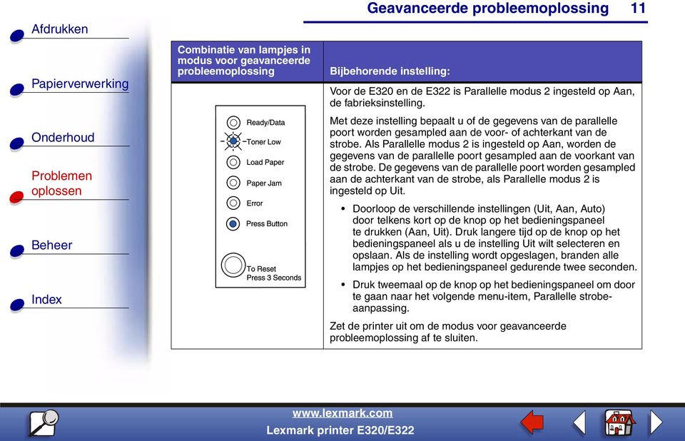 Als Parallelle modus 2 is ingesteld op Aan, worden de gegevens van de parallelle poort gesampled aan de voorkant van de strobe.