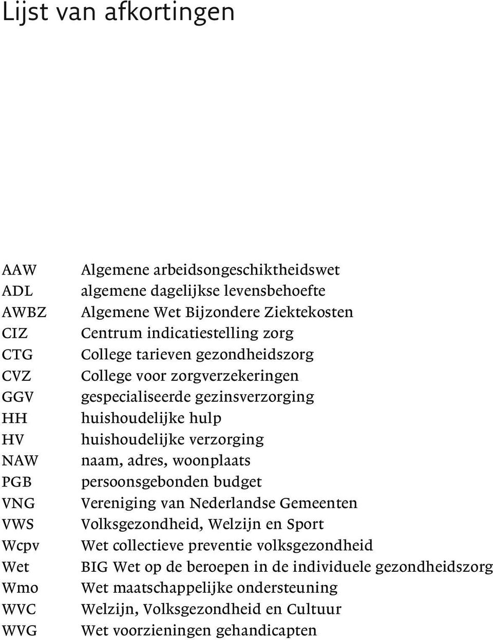 hulp huishoudelijke verzorging naam, adres, woonplaats persoonsgebonden budget Vereniging van Nederlandse Gemeenten Volksgezondheid, Welzijn en Sport Wet collectieve