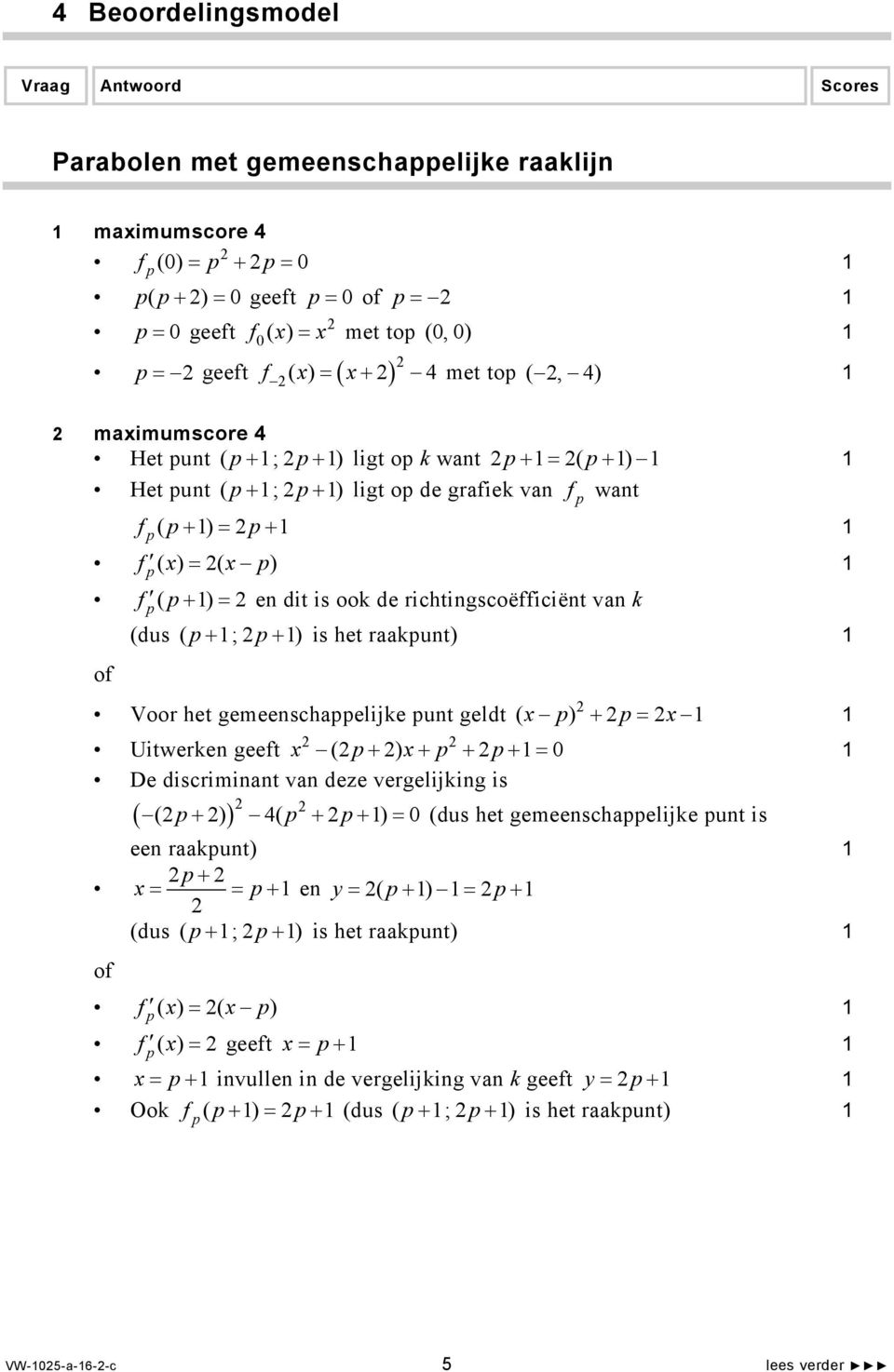 is het raakunt) Voor het gemeenschaelijke unt geldt ( x ) + x Uitwerken geeft x ( + ) x+ + + 0 De discriminant van deze vergelijking is ( ) ( + ) 4( + + ) 0 (dus het gemeenschaelijke unt is een