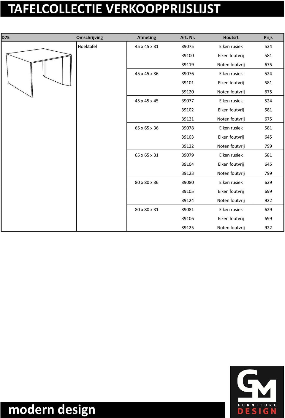 foutvrij 581 39120 Noten foutvrij 675 45 x 45 x 45 39077 Eiken rusiek 524 39102 Eiken foutvrij 581 39121 Noten foutvrij 675 65 x 65 x 36 39078 Eiken rusiek 581