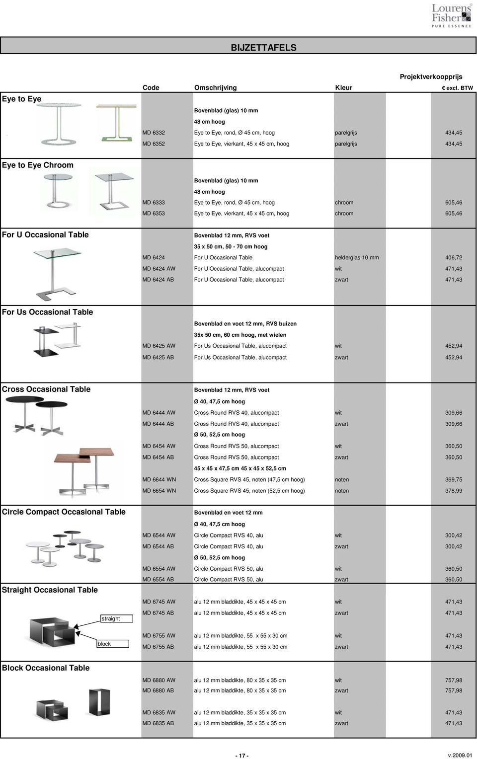 35 x 50 cm, 50-70 cm hoog MD 6424 For U Occasional Table helderglas 10 mm 406,72 MD 6424 AW For U Occasional Table, alucompact wit 471,43 MD 6424 AB For U Occasional Table, alucompact zwart 471,43