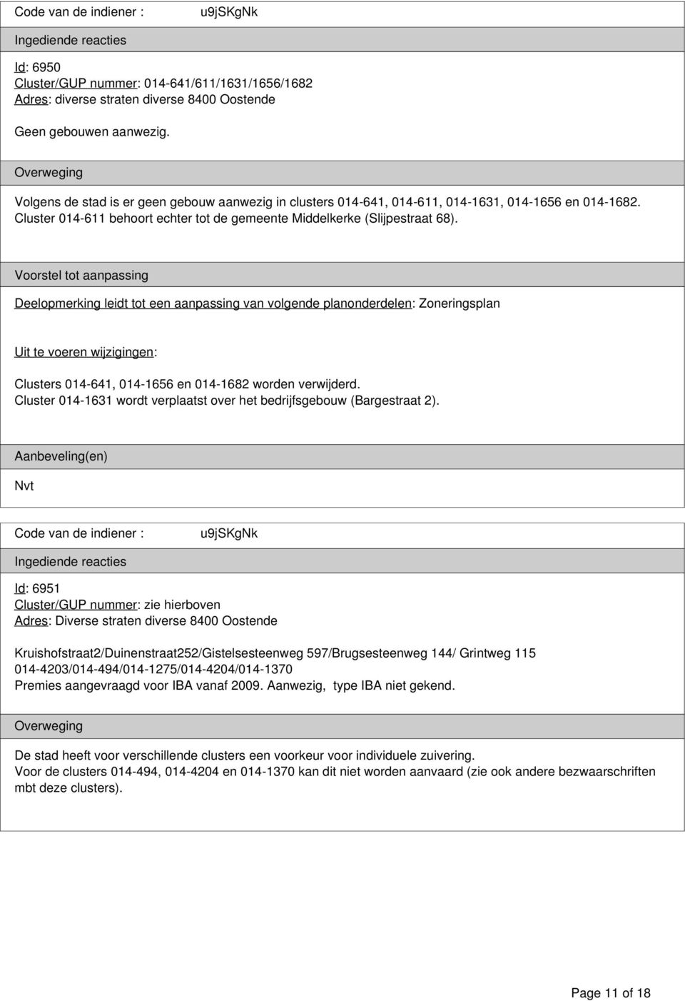 Clusters 014-641, 014-1656 en 014-1682 worden verwijderd. Cluster 014-1631 wordt verplaatst over het bedrijfsgebouw (Bargestraat 2).