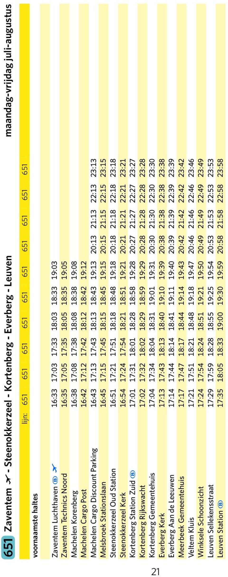 Parking 16:43 17:13 17:43 18:13 18:43 19:13 20:13 21:13 22:13 23:13 Melsbroek Stationslaan 16:45 17:15 17:45 18:15 18:45 19:15 20:15 21:15 22:15 23:15 Steenokkerzeel Oud Station 16:51 17:21 17:51