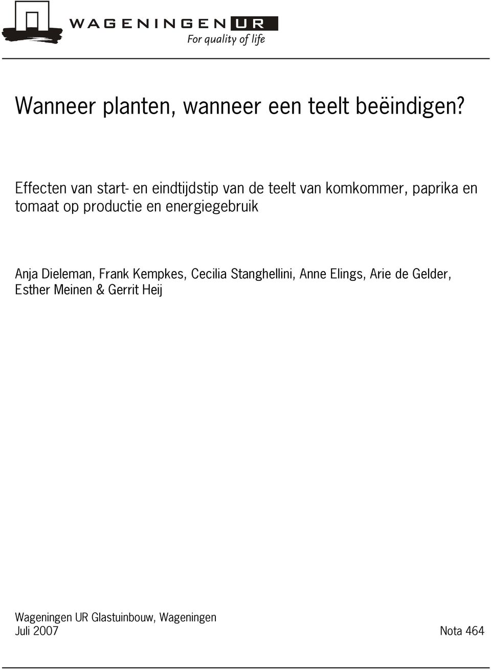 op productie en energiegebruik Anja Dieleman, Frank Kempkes, Cecilia