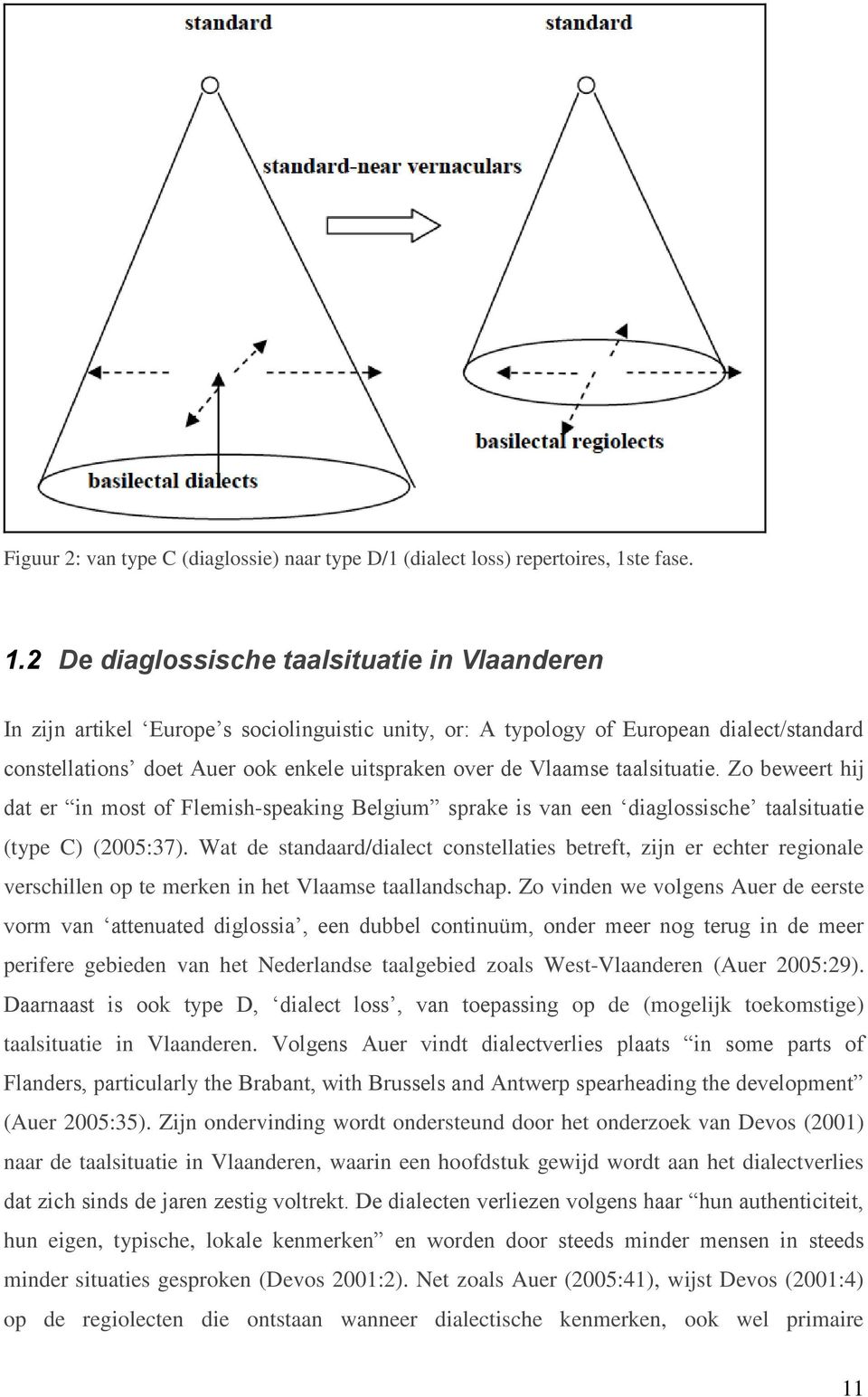 2 De diaglossische taalsituatie in Vlaanderen In zijn artikel Europe s sociolinguistic unity, or: A typology of European dialect/standard constellations doet Auer ook enkele uitspraken over de