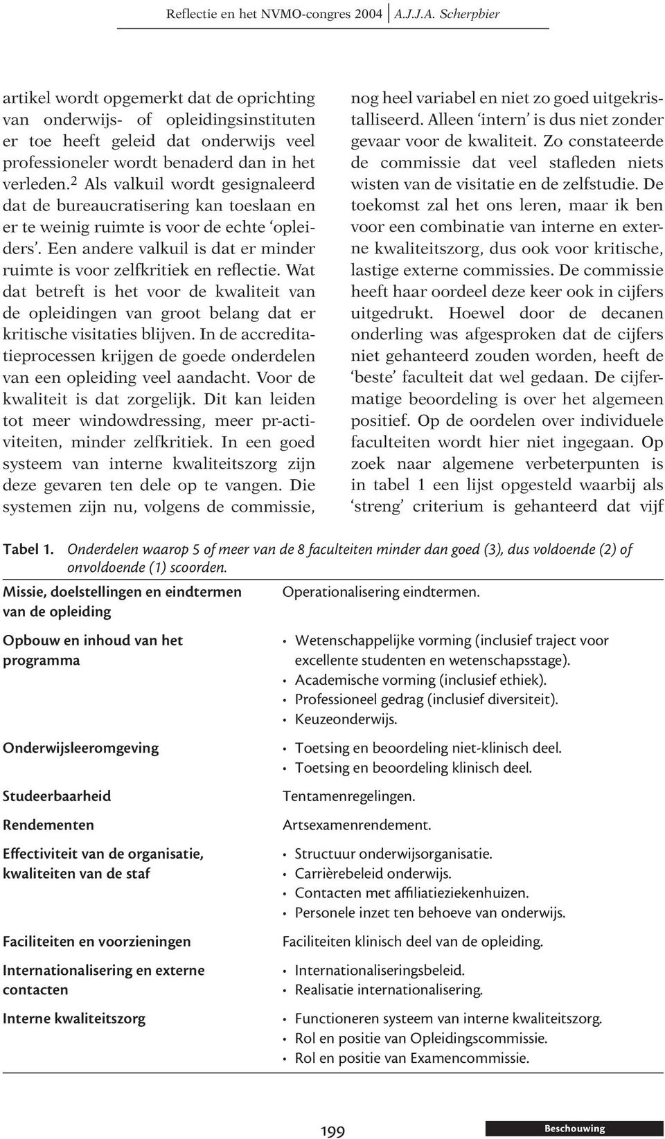 2 Als valkuil wordt gesignaleerd dat de bureaucratisering kan toeslaan en er te weinig ruimte is voor de echte opleiders. Een andere valkuil is dat er minder ruimte is voor zelfkritiek en reflectie.