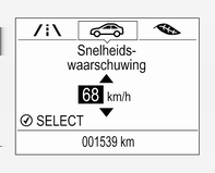 104 Instrumenten en bedieningsorganen draagvermogen band afstand tot voorligger verkeersbordherkenning taal Selectie en aanduiding is verschillend tussen Midlevel- en Uplevel-display.