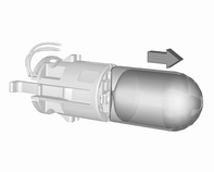 Verzorging van de auto 203 Zijmarkeringslicht/dagrijlicht met gloeilampen 1. Lampfitting (1) linksom losdraaien. 2. Druk beide clips naar elkaar toe en trek de lampfitting uit de koplampbehuizing. 3.