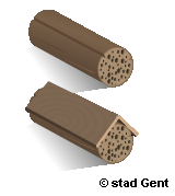 Houten huis Benodigdheden Houten balk of boomstronk van ongeveer 15 cm dik. Kies voor hardhout (eik, kastanje, hazelaar...).