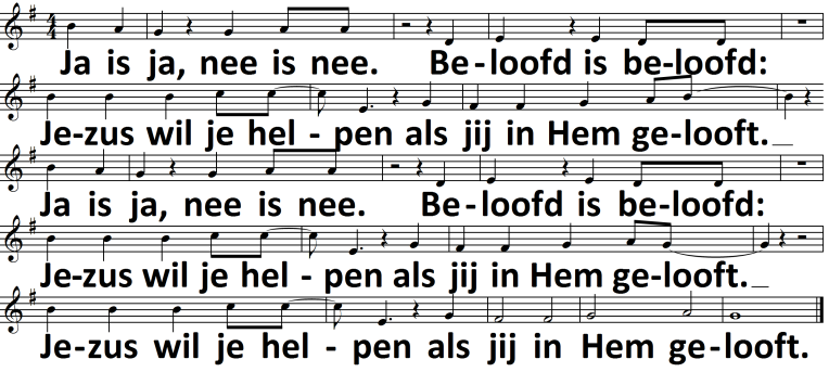 Schriftwoord van de zondag In de naam van Jezus zal alle knie zich buigen, en alle tong zal belijden dat Jezus Christus de Heer is. (Filip. 2: 10, 11) Intochtslied: Lied 871: 1, 2 en 4 1.