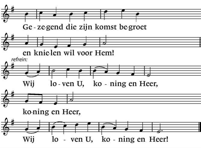 Zingen: Lied 517: 1, 3 en 4 3. U kennen doet ons bloeien, uw liefde doet ons goed. Wanneer wij in U groeien smaakt elke dag ons zoet. Wij dorsten heel ons leven om ons aan U te geven.