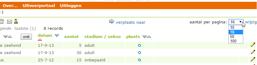 Bladeren door de waarnemingen De waarnemingen worden per 16 op een pagina getoond. Wilt u dat er meer dan 16 waarnemingen op een pagina worden getoond?