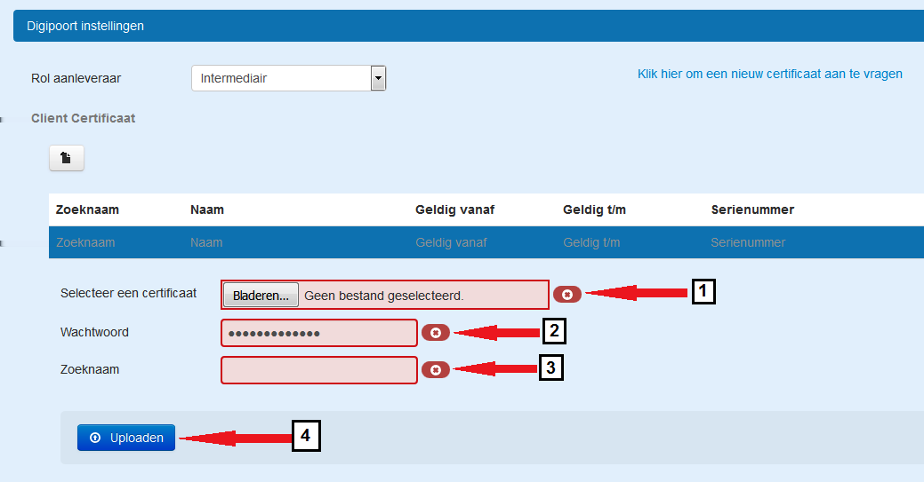 Let op! : Dit kunnen alleen maar.pfx of.p12 (export) bestanden zijn.