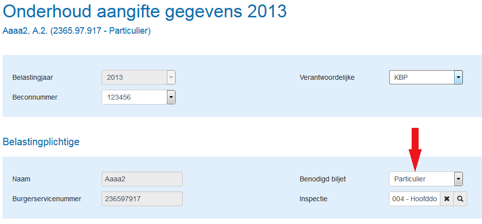 De aangiftesoort wijzigen Om een (bestaande) aangiftebiljet te wijzigen, opent u de desbetreffende aangifte. Vervolgens klikt u op 'Onderhouden aangifte gegevens'.