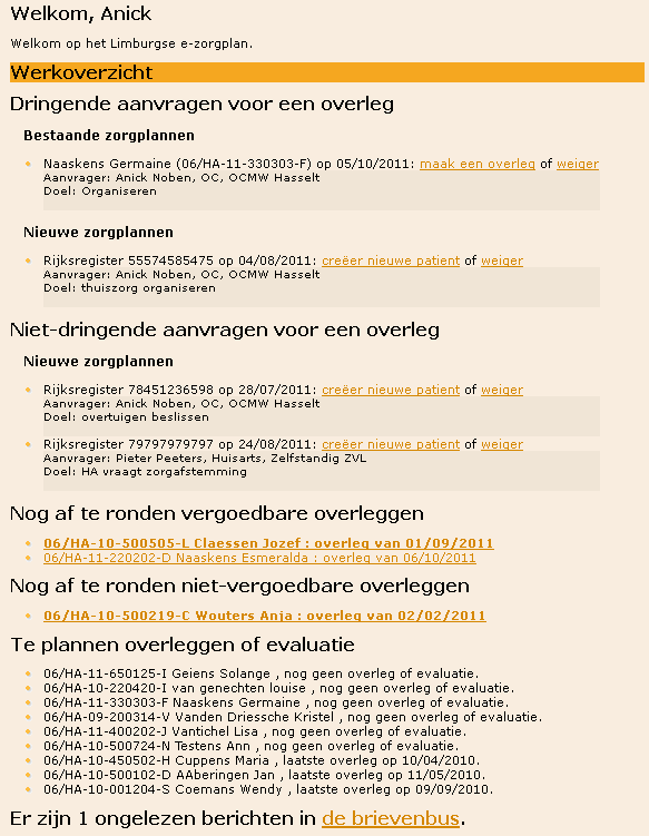 HOOFDSTUK 8: Aan de slag Vanaf hier volgen we de menustructuur zoals deze zichtbaar is voor de OC TGZ-* ingelogd in het afgeschermde deel van www.listel.