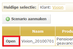 6 3.2 Scenario aanmaken Vanuit het scenario overzicht kunt u een nieuw scenario aanmaken. Klikt daarvoor op de Scenario aanmaken -knop en voer een naam en een omschrijving in.