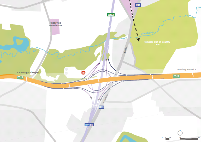 1 Tracé B0 (R11bis) Algemeen Het tracé tussen de aansluiting Wilrijk en de aansluiting Luchthaven-Deurne kan ontwerptechnisch zowel in een cut&cover tunnel als een boortunnel.