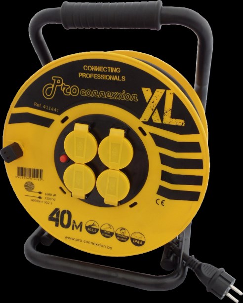 Enrouleur de câble 40 mètres - Robuust XL [FR] Enrouleur solide avec tambour XL H07RN-F 3G2,5 Disjoncteur thermique et