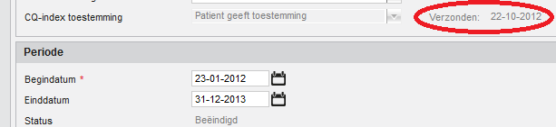 uitnodigingen voor CQ-index. Figuur 6: afsluitformulier moet zijn ingevuld NB: voldoet de behandelepisode op het moment van aanvinken reeds aan alle aanlevercriteria?