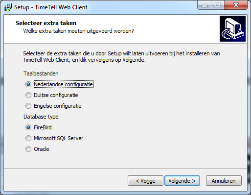 Vink Configureer IIS aan om de applicationpool en web application aan te maken in IIS.