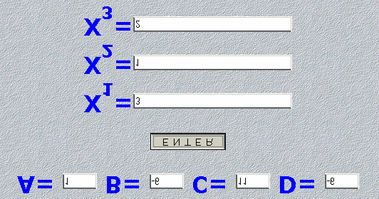 Op internet kunnen we verder zogenaamde online calculators vinden waarmee we onder andere zo n derdegraads vergelijking kunnen oplossen. Kijk maar eens op http://www.1728.com/indexalg.