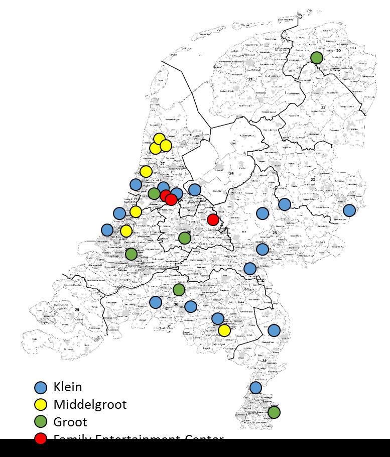 Aanbod & Dichtheid Aanbod naar type In Nederland bevinden zich 32 indoor trampolineparken waarbij het trampolinespringen de hoofdactiviteit is.