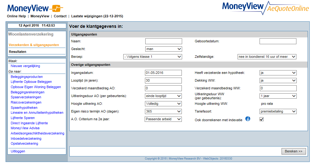 6. AeQuote Online Woonlasten 6.1.