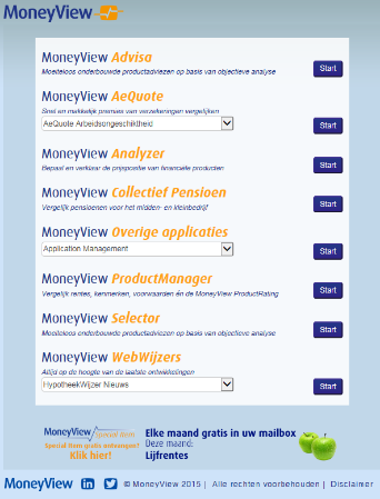 Als u alleen een (proef) abonnement heeft op AeQuote Online, start u het programma op door te gaan naar login.moneyview.