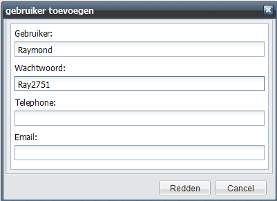 (Password) in en klik op Save (Redden) Let op: Hier geen telefoon en