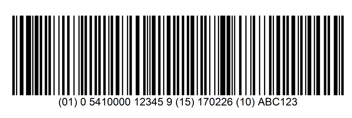 ITF-14 Deze barcode is beter geschikt voor rechtstreekse bedrukking van de verpakking en bevat steeds 14 posities.