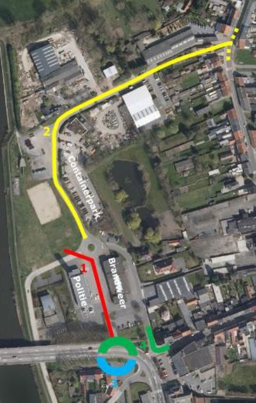 Fase 1 planning 03 oktober november: (1) Voor brandweerkazerne November december: (2) & (3) Nummer 2, ter hoogte van het containerpark (sterke