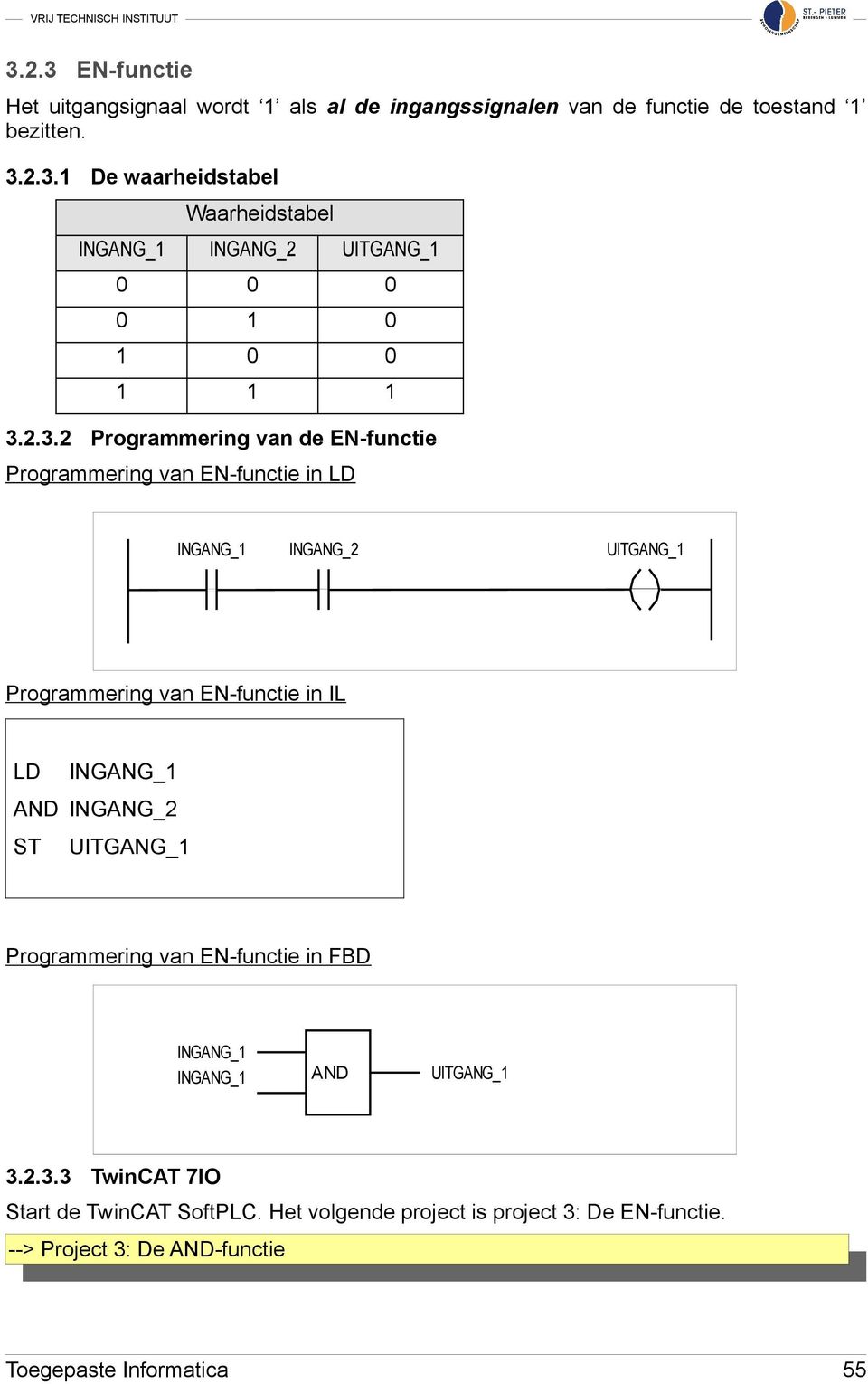 Programmering van EN-functie in FBD AND UITGANG_ 1 3.2.3.3 TwinCAT 7IO Start de TwinCAT SoftPLC.