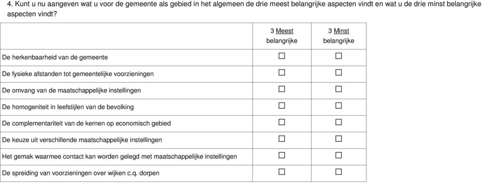 instellingen De homogeniteit in leefstijlen van de bevolking De complementariteit van de kernen op economisch gebied De keuze uit verschillende