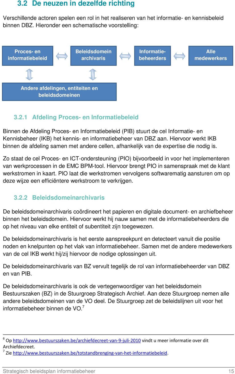 1 Afdeling Proces- en Informatiebeleid Binnen de Afdeling Proces- en Informatiebeleid (PIB) stuurt de cel Informatie- en Kennisbeheer (IKB) het kennis- en informatiebeheer van DBZ aan.