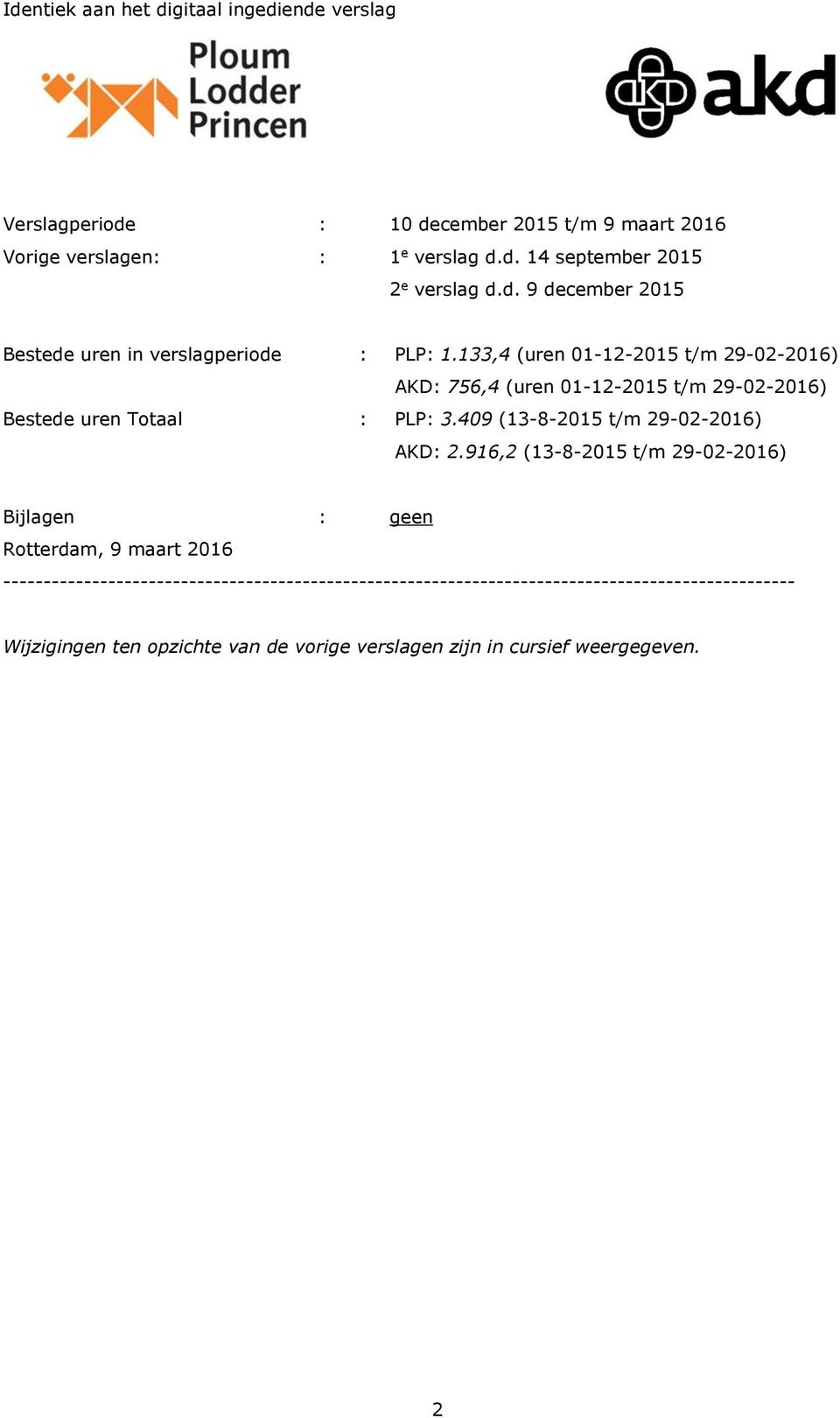 409 (13-8-2015 t/m 29-02-2016) AKD: 2.