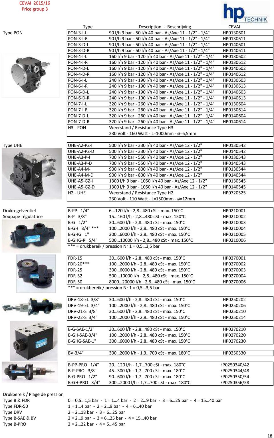 bar - 120 l/h 40 bar - As/Axe 11-1/2" - 1/4" HP0130612 PON-4-D-L 160 l/h 9 bar - 120 l/h 40 bar - As/Axe 11-1/2" - 1/4" HP0140602 PON-4-D-R 160 l/h 9 bar - 120 l/h 40 bar - As/Axe 11-1/2" - 1/4"