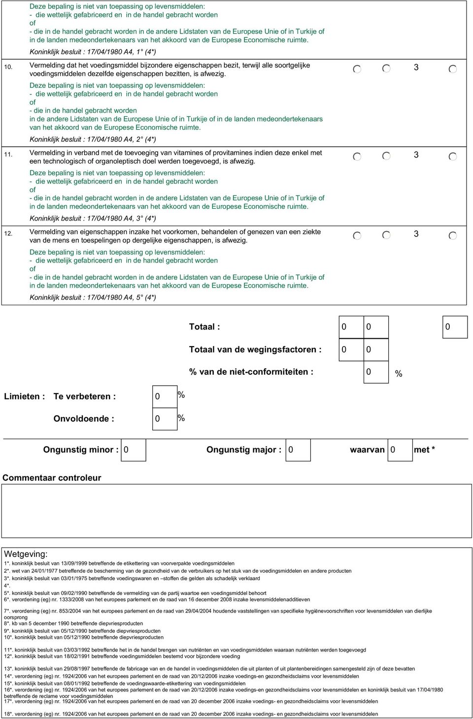 Vermelding dat het voedingsmiddel bijzondere eigenschappen bezit, terwijl alle soortgelijke voedingsmiddelen dezelfde eigenschappen bezitten, is afwezig.