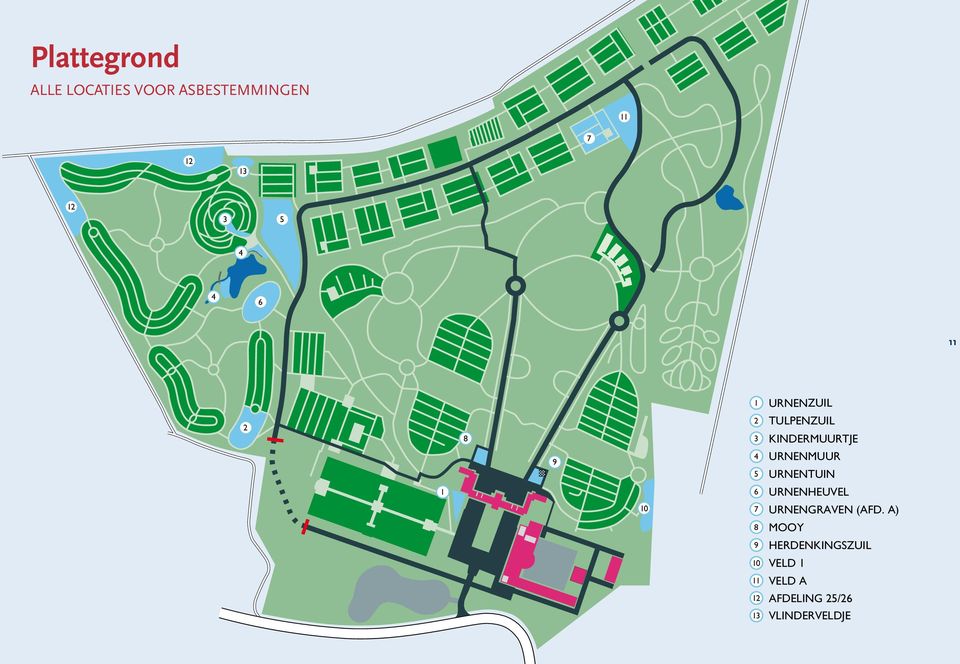 URNENMUUR URNENTUIN 1 6 URNENHEUVEL 10 7 URNENGRAVEN (AFD.