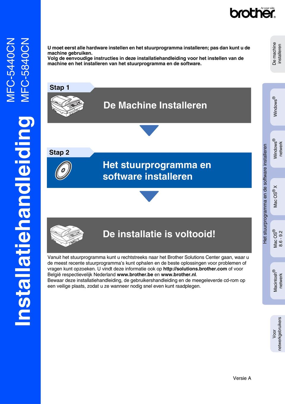 Stap 1 De Machine Installeren De machine installeren Windows Installatiehandleiding Stap 2 Het stuurprogramma en software installeren De installatie is voltooid!