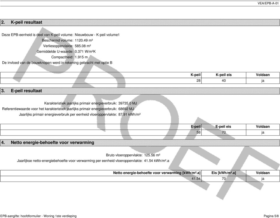 E-peil resultaat Karakteristiek jaarlijks primair energieverbruik: 39735.