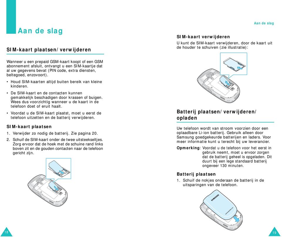 Houd SIM-kaarten altijd buiten bereik van kleine kinderen. De SIM-kaart en de contacten kunnen gemakkelijk beschadigen door krassen of buigen.