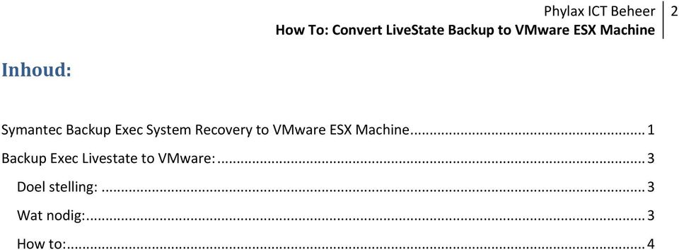 .. 1 Backup Exec Livestate to VMware:.