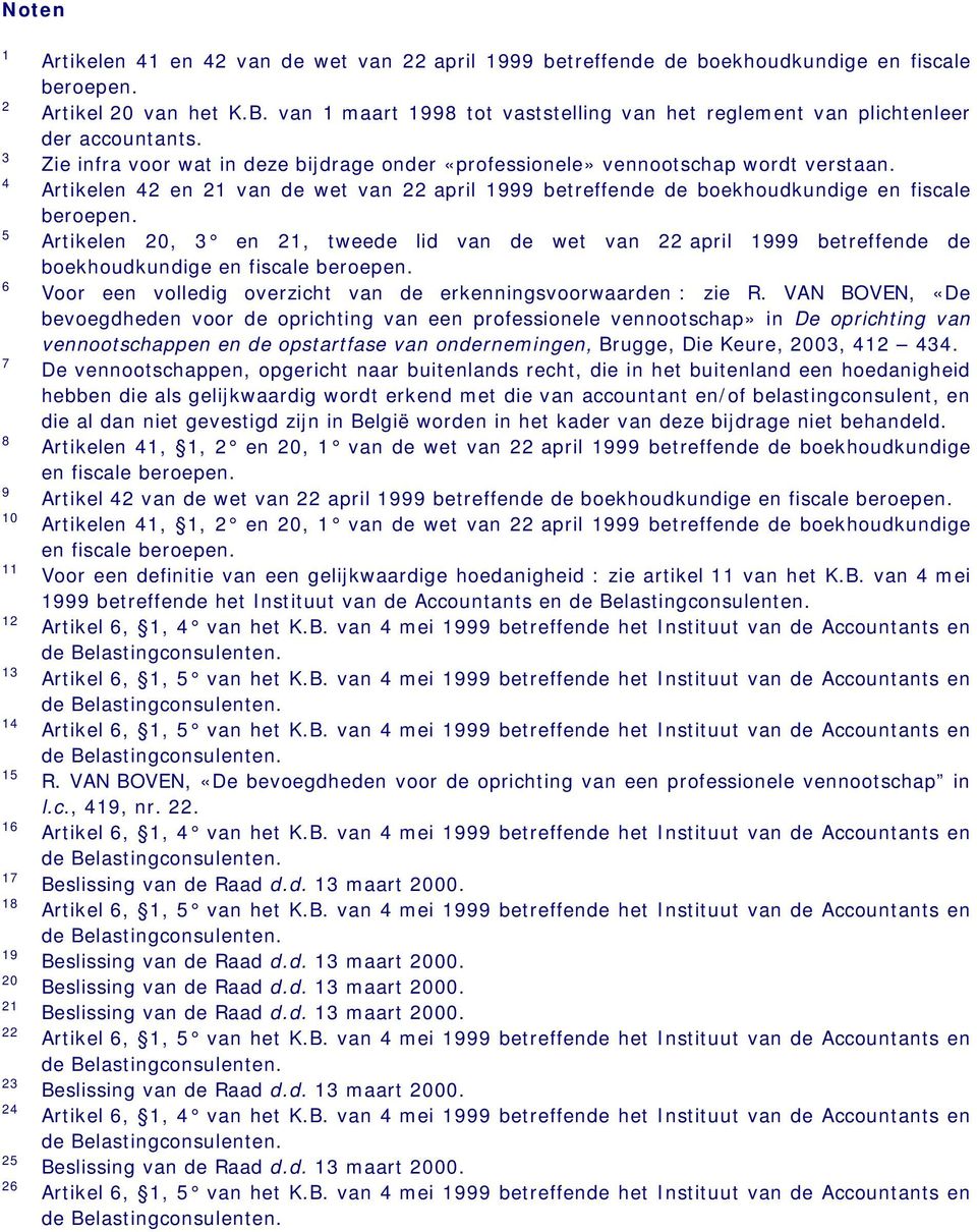 Artikelen 42 en 21 van de wet van 22 april 1999 betreffende de boekhoudkundige en fiscale beroepen.