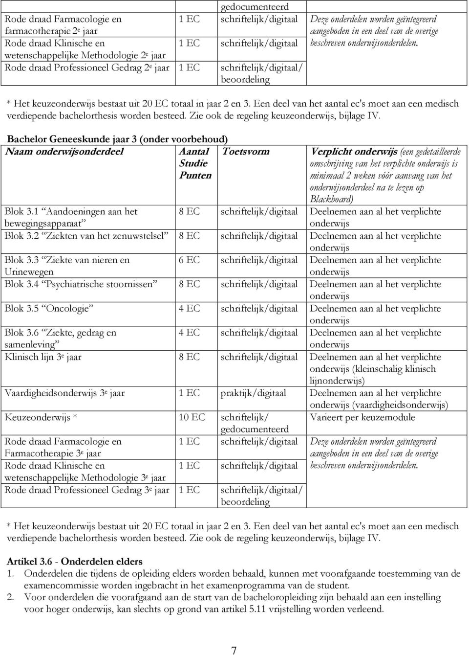 * Het keuze bestaat uit 20 EC totaal in jaar 2 en 3. Een deel van het aantal ec's moet aan een medisch verdiepende bachelorthesis worden besteed. Zie ook de regeling keuze, bijlage IV.